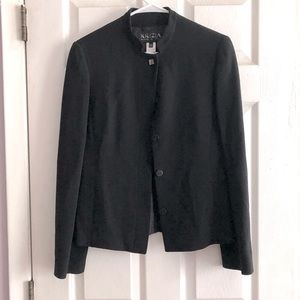 Krizia Blazer Suit Jacket Silk Wool Black sz 42 6-8 US Made in Italy